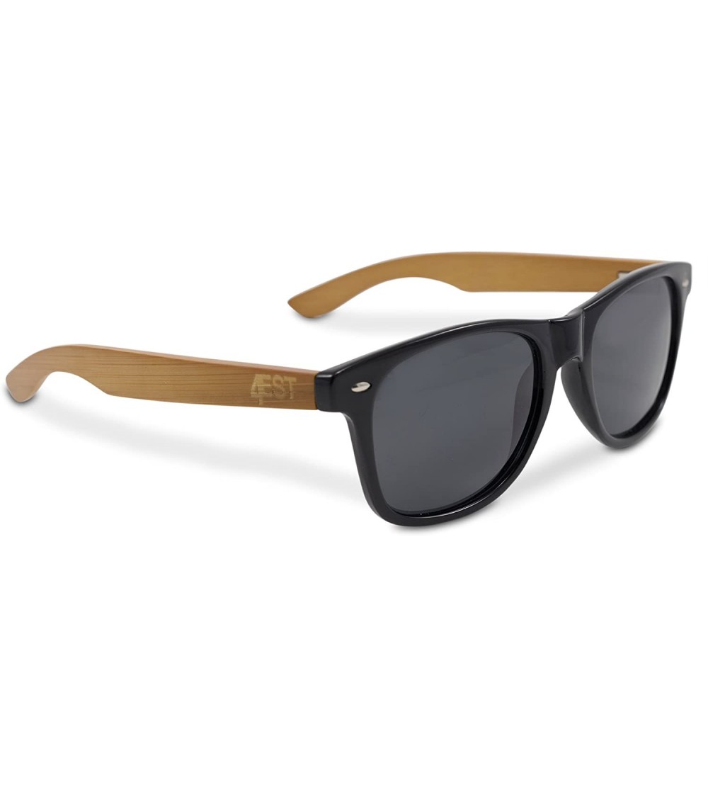 Aviator Bamboo Sunglasses - 100% Polarized Wood Shades for Men & Women from the"50/50" Collection - Natural Bamboo - CB18DT0N...