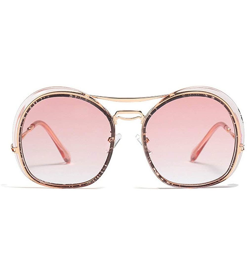 Oval irregular Eyewear Sunglasses Designer Transparent - Pink - C418X5IQSXL $25.28