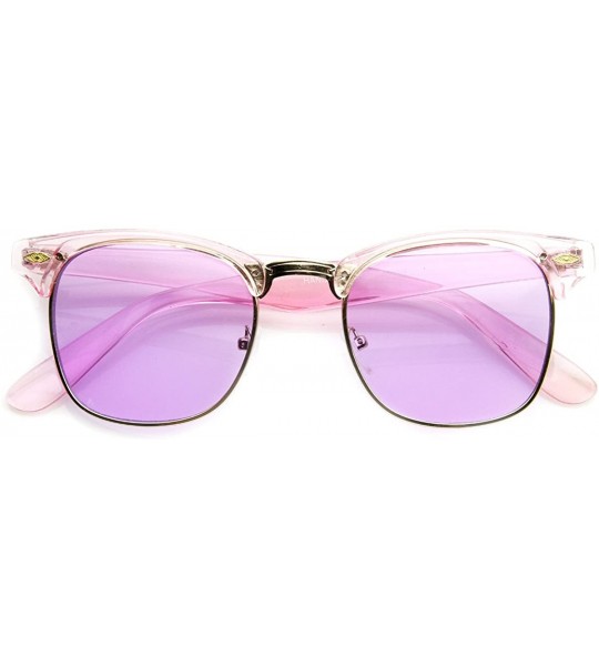 Rimless Colorful Half Frame Semi-Rimless Horn Rimmed Color Tint Sunglasses - Purple Purple - CQ11R4Q9GCX $20.18