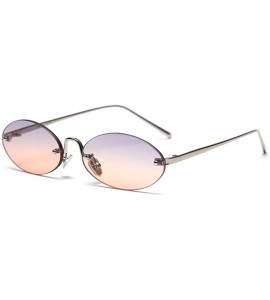 Rimless Retro Oval Sunglasses Ladies Gift Items Round Rimless Sun Glasses for Men Metal - Grey Orange - C618UZTZWXL $21.26