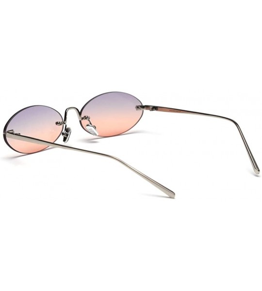 Rimless Retro Oval Sunglasses Ladies Gift Items Round Rimless Sun Glasses for Men Metal - Grey Orange - C618UZTZWXL $21.26