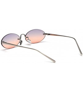 Rimless Retro Oval Sunglasses Ladies Gift Items Round Rimless Sun Glasses for Men Metal - Grey Orange - C618UZTZWXL $21.26