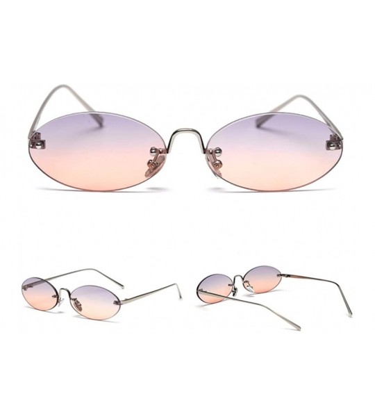 Rimless Retro Oval Sunglasses Ladies Gift Items Round Rimless Sun Glasses for Men Metal - Grey Orange - C618UZTZWXL $21.26