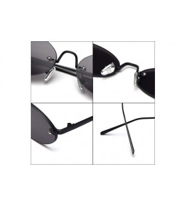 Rimless Retro Oval Sunglasses Ladies Gift Items Round Rimless Sun Glasses for Men Metal - Grey Orange - C618UZTZWXL $21.26