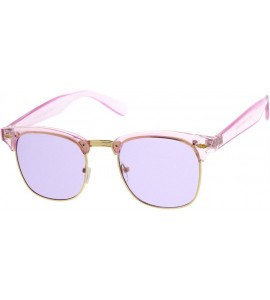 Rimless Colorful Half Frame Semi-Rimless Horn Rimmed Color Tint Sunglasses - Purple Purple - CQ11R4Q9GCX $20.18