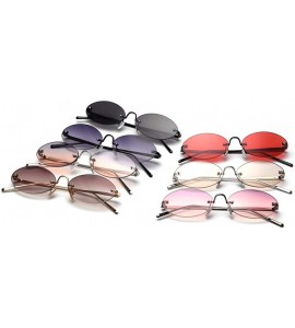 Rimless Retro Oval Sunglasses Ladies Gift Items Round Rimless Sun Glasses for Men Metal - Grey Orange - C618UZTZWXL $21.26