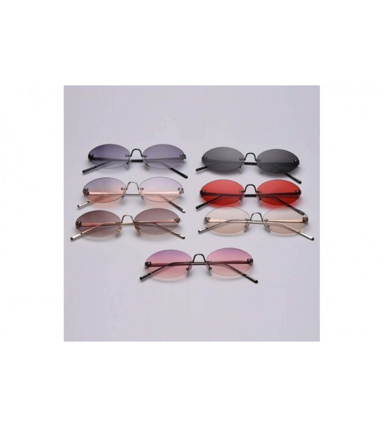 Rimless Retro Oval Sunglasses Ladies Gift Items Round Rimless Sun Glasses for Men Metal - Grey Orange - C618UZTZWXL $21.26