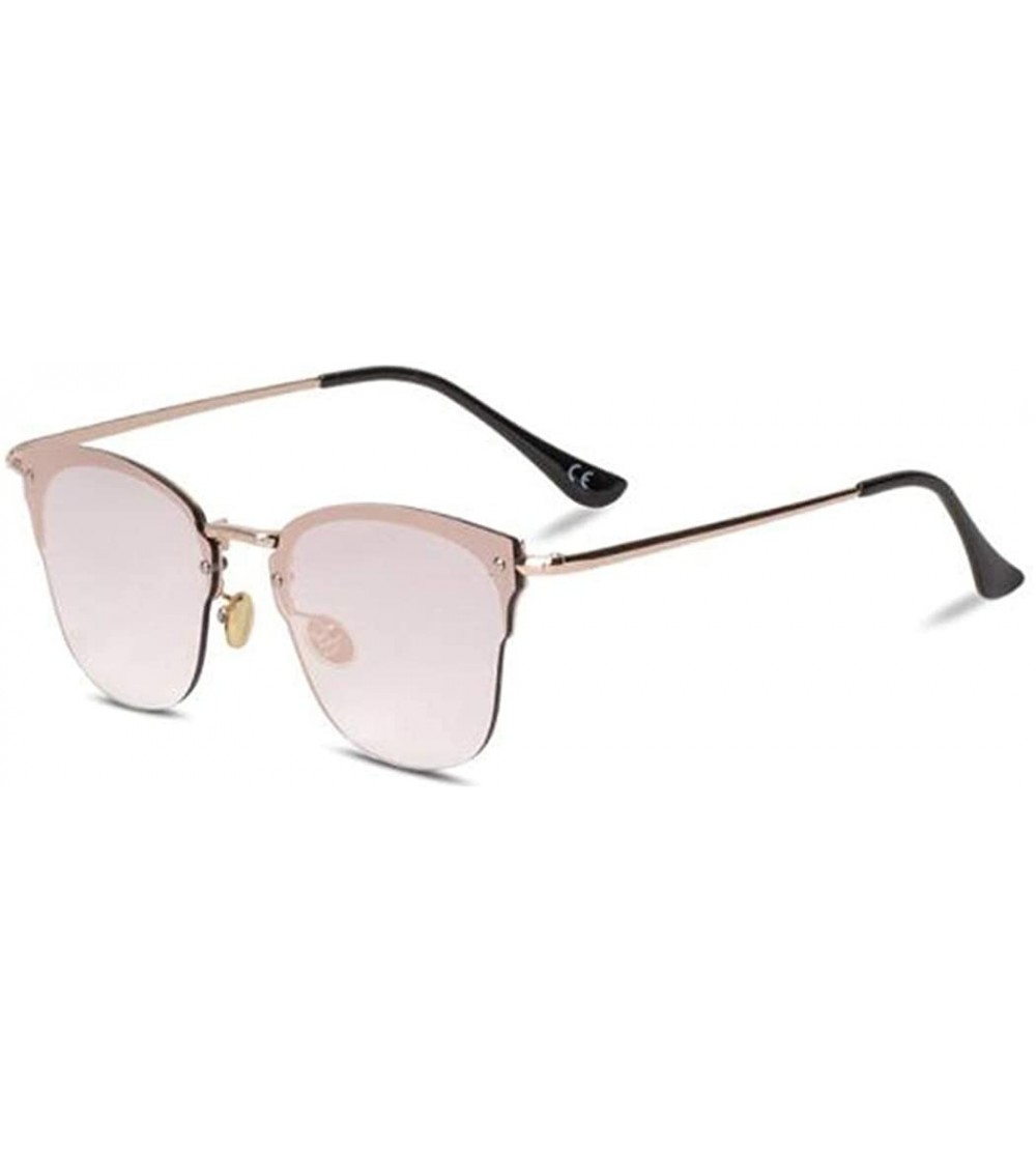 Aviator New fashion sunglasses female half frame sunglasses men mirror sunglasses women - E - C318S5C8ZDL $72.39