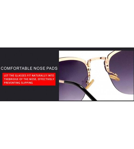 Aviator New fashion sunglasses female half frame sunglasses men mirror sunglasses women - E - C318S5C8ZDL $72.39