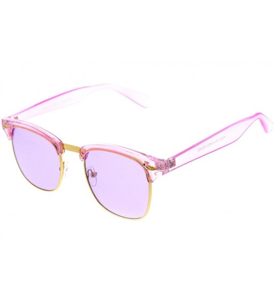 Rimless Colorful Half Frame Semi-Rimless Horn Rimmed Color Tint Sunglasses - Purple Purple - CQ11R4Q9GCX $20.18