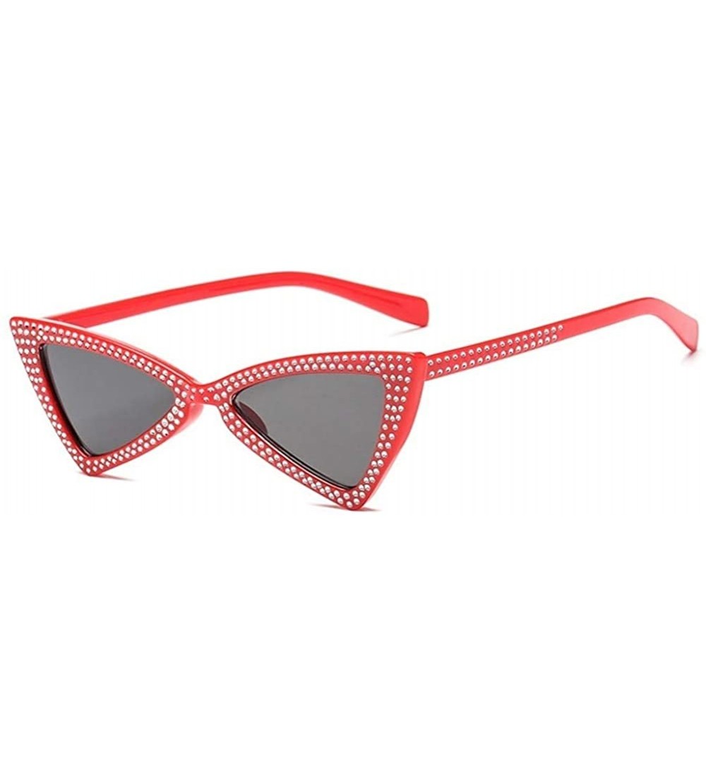 Butterfly Triangle Sunglasses Women Sunshade Rhinestone Butterfly Frame Cat Eye Sun Glasses Female Black Eyewear UV400 - C719...