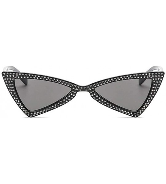 Butterfly Triangle Sunglasses Women Sunshade Rhinestone Butterfly Frame Cat Eye Sun Glasses Female Black Eyewear UV400 - C719...