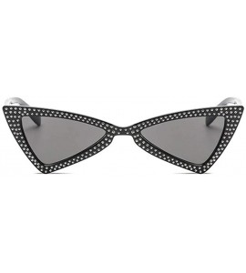 Butterfly Triangle Sunglasses Women Sunshade Rhinestone Butterfly Frame Cat Eye Sun Glasses Female Black Eyewear UV400 - C719...