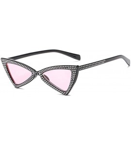 Butterfly Triangle Sunglasses Women Sunshade Rhinestone Butterfly Frame Cat Eye Sun Glasses Female Black Eyewear UV400 - C719...