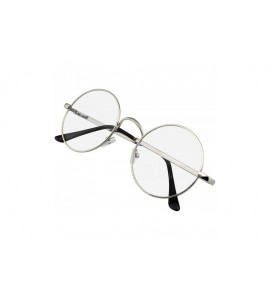 Round Round Glasses Retro Vintage Classic Round Metal Clear Lens Glasses for Men Women - Silver - CF198SUOOL2 $19.74