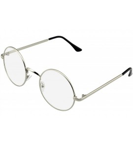 Round Round Glasses Retro Vintage Classic Round Metal Clear Lens Glasses for Men Women - Silver - CF198SUOOL2 $19.74