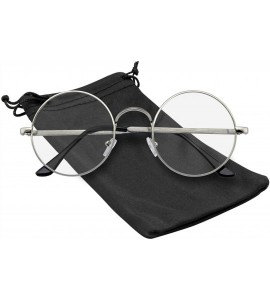 Round Round Glasses Retro Vintage Classic Round Metal Clear Lens Glasses for Men Women - Silver - CF198SUOOL2 $19.74