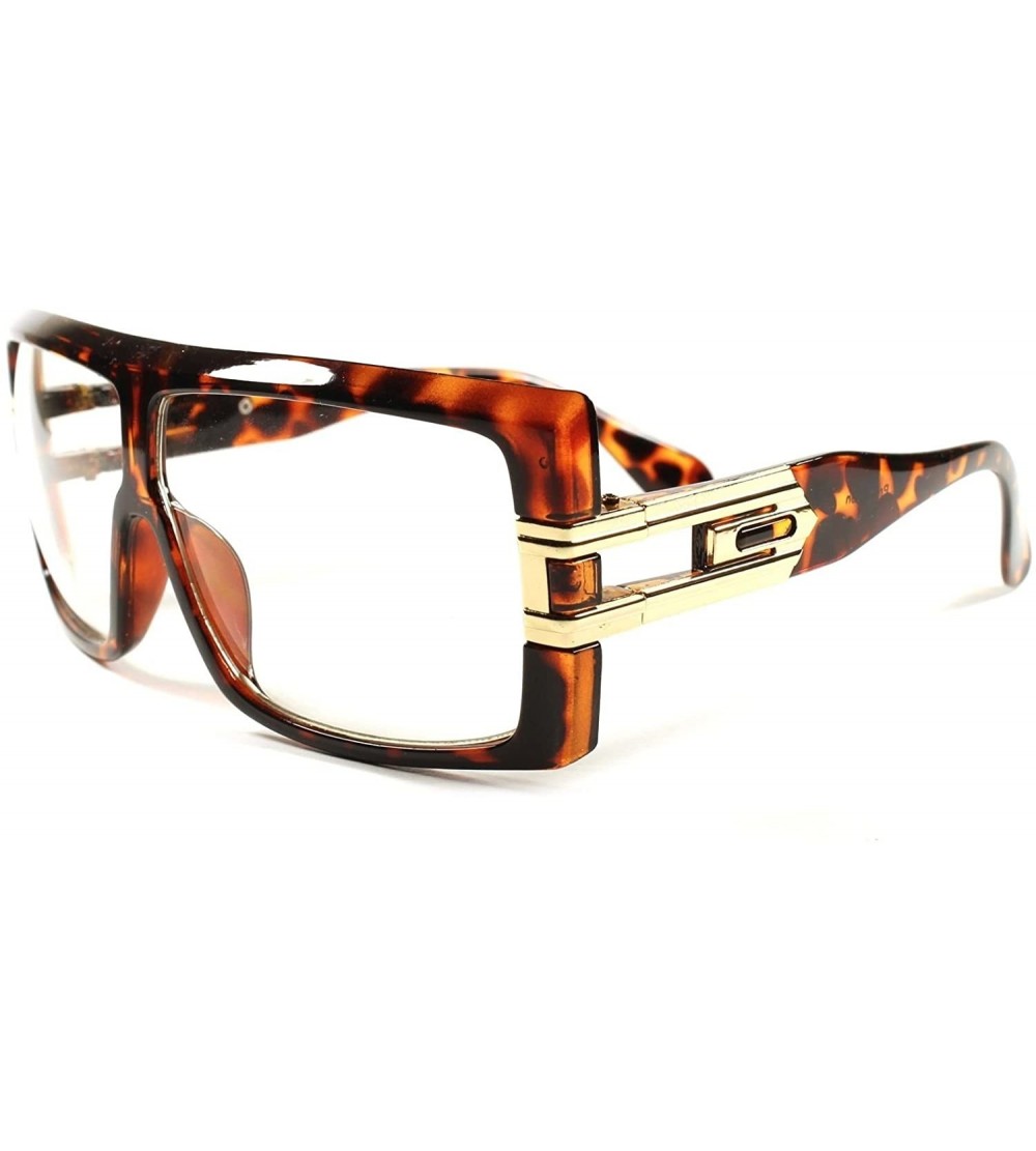 Square Hip Hop Rapper Vintage Retro Urban Fly Square Oversized Glasses - Tortoise - CI18ECEZ4Z0 $24.15