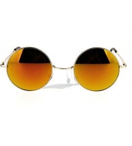 Oval Reflective Color Mirrored Hippie Groove Round Circle Lens Retro Sunglasses - Gold Orange - CB17XX22G6Q $22.18