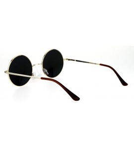 Oval Reflective Color Mirrored Hippie Groove Round Circle Lens Retro Sunglasses - Gold Orange - CB17XX22G6Q $22.18