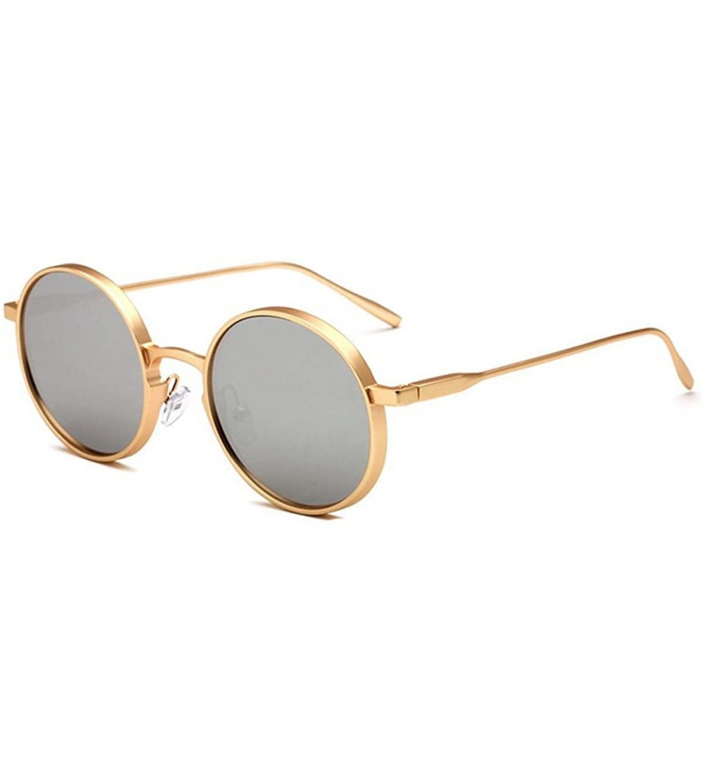 Round polarized sunglasses Vintage round-frame fashion sunglasses glasses - Silver Color - CB18G68X9HD $80.37