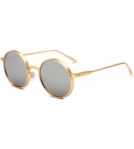 Round polarized sunglasses Vintage round-frame fashion sunglasses glasses - Silver Color - CB18G68X9HD $80.37