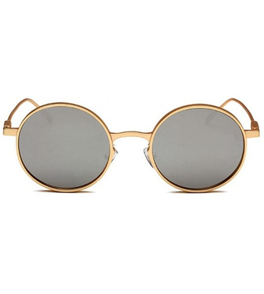 Round polarized sunglasses Vintage round-frame fashion sunglasses glasses - Silver Color - CB18G68X9HD $80.37