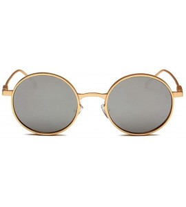 Round polarized sunglasses Vintage round-frame fashion sunglasses glasses - Silver Color - CB18G68X9HD $80.37