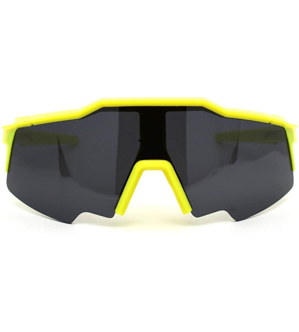 Shield Robotic Futuristic Shield Plastic Sport Solid Black Lens Sunglasses - Yellow - CN18Z3KLODC $23.20