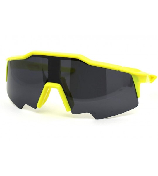 Shield Robotic Futuristic Shield Plastic Sport Solid Black Lens Sunglasses - Yellow - CN18Z3KLODC $23.20