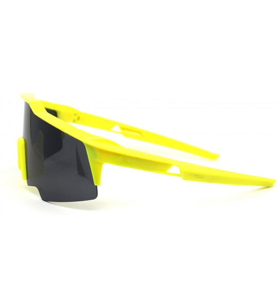 Shield Robotic Futuristic Shield Plastic Sport Solid Black Lens Sunglasses - Yellow - CN18Z3KLODC $23.20