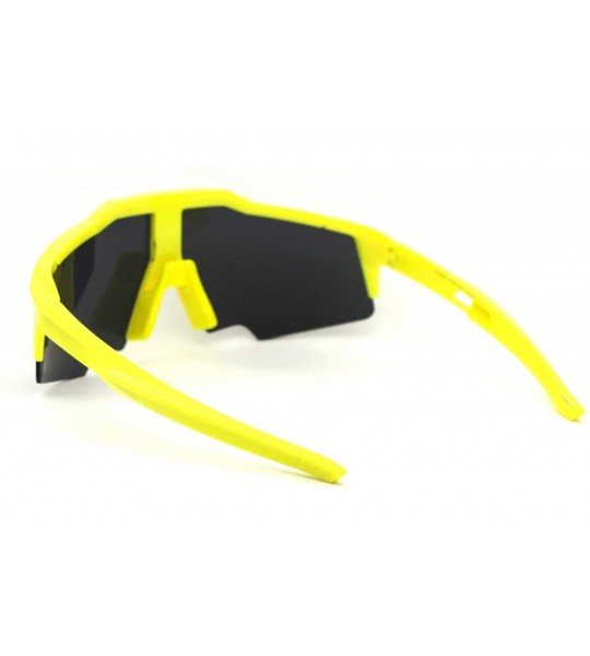 Shield Robotic Futuristic Shield Plastic Sport Solid Black Lens Sunglasses - Yellow - CN18Z3KLODC $23.20