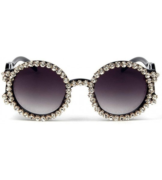 Round Fashion trend round diamond Ladies sunglasses Men punk wind glasses hollow wide temples - White - CB18WNDR72M $31.05