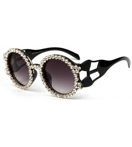 Round Fashion trend round diamond Ladies sunglasses Men punk wind glasses hollow wide temples - White - CB18WNDR72M $31.05