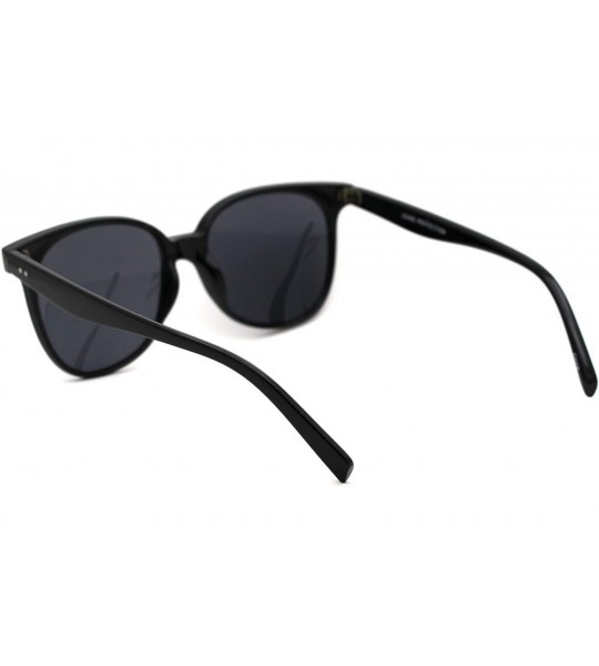 Rectangular Mod Minimal Thin Horn Rim Retro Plastic Sunglasses - Shiny Black Solid Black - CO18UXZKWUG $19.57