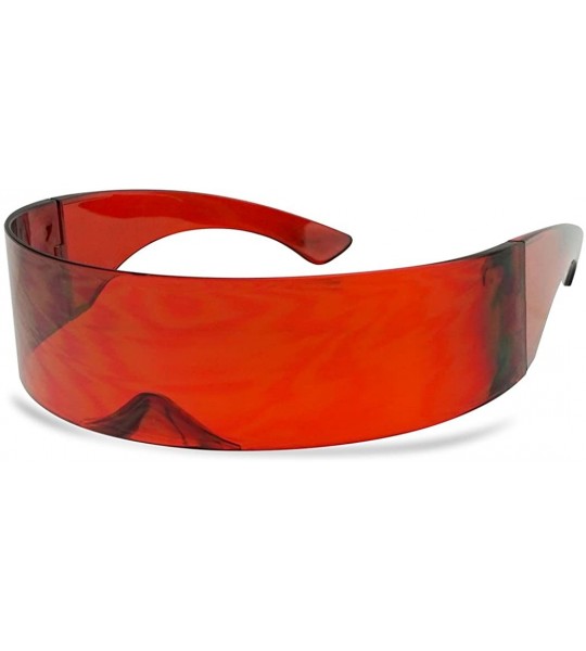 Wrap - One Piece Futuristic Wrap Around Novelty Cyclops Robocop Sunglasses (Red) - C51855A4QYH $24.59