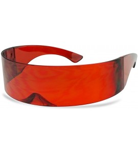 Wrap - One Piece Futuristic Wrap Around Novelty Cyclops Robocop Sunglasses (Red) - C51855A4QYH $24.59