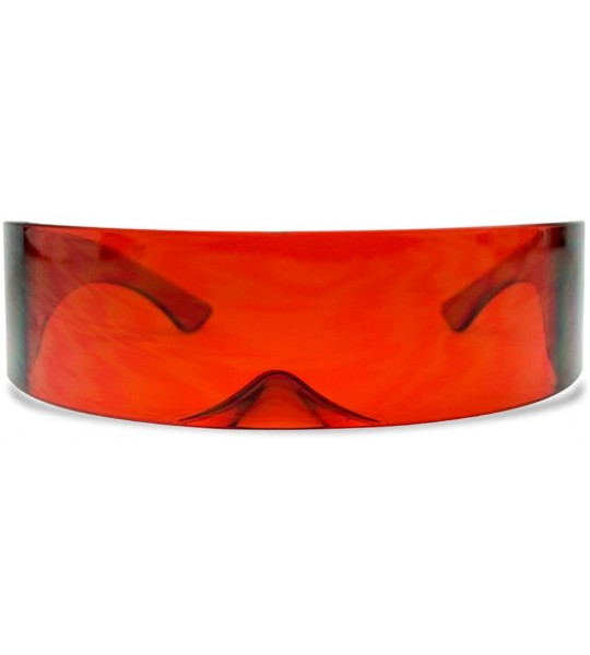 Wrap - One Piece Futuristic Wrap Around Novelty Cyclops Robocop Sunglasses (Red) - C51855A4QYH $24.59