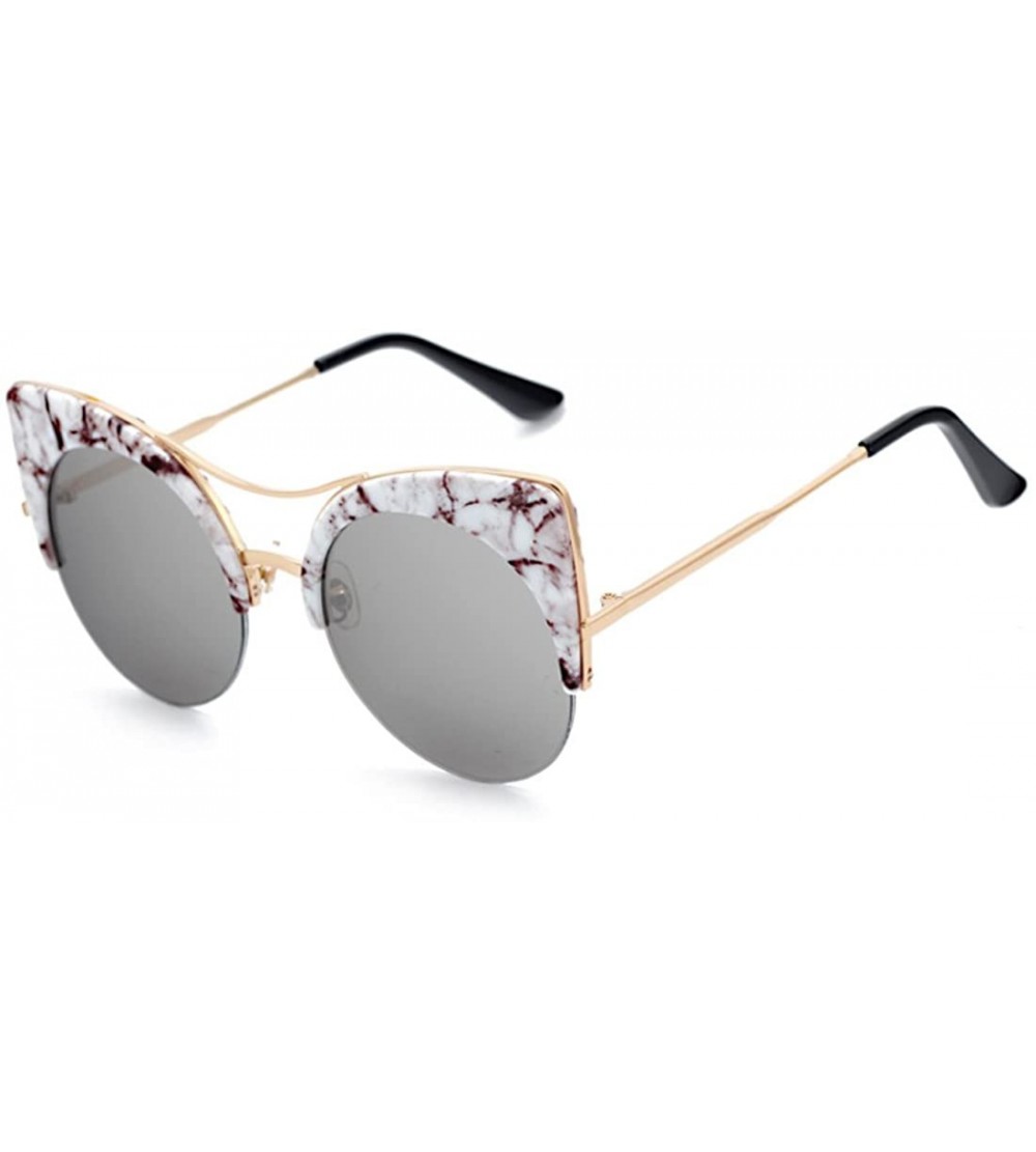 Rimless Cat Eye Sunglasses Retro Eyewear Half frame eyeglasses for Men women - White - CE18EQGLLYS $19.29