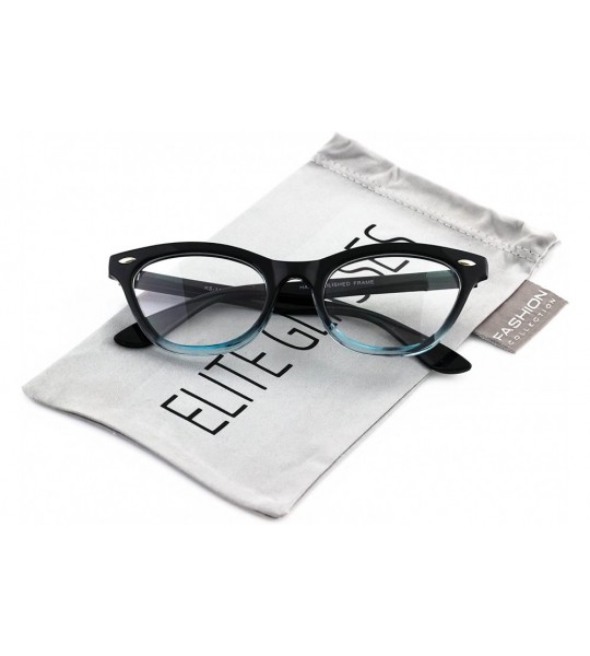 Cat Eye Modern Cat Eye Fashion Design Clear Lens Plastic Frame Women Eye Glasses (Black - Oceanic Blue - 2) - CU17Z2HZCG8 $18.23