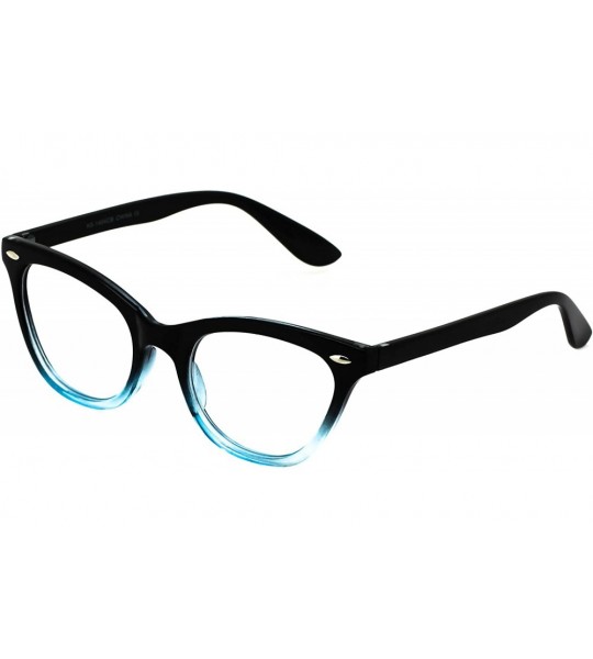 Cat Eye Modern Cat Eye Fashion Design Clear Lens Plastic Frame Women Eye Glasses (Black - Oceanic Blue - 2) - CU17Z2HZCG8 $18.23