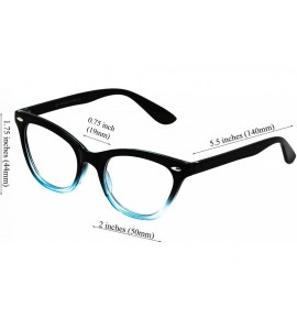 Cat Eye Modern Cat Eye Fashion Design Clear Lens Plastic Frame Women Eye Glasses (Black - Oceanic Blue - 2) - CU17Z2HZCG8 $18.23