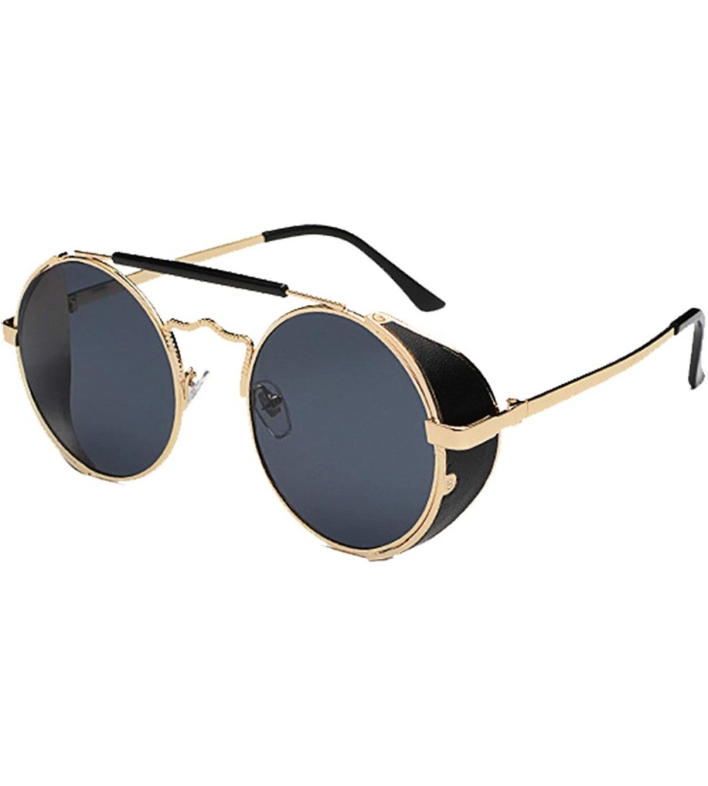 Oval Steampunk Sunglasses Silver Frame with Reflective Lens - CG11X8MLGHP $41.30