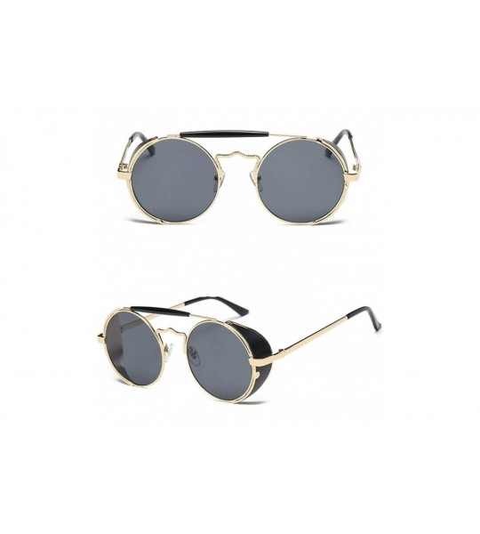 Oval Steampunk Sunglasses Silver Frame with Reflective Lens - CG11X8MLGHP $41.30