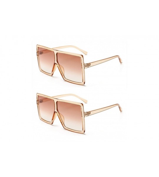 Square Oversized Square Sunglasses for Women Men Flat Top Shades Sunglasses - 2 Pack-transparency-transparency - CW18H4A6R69 ...