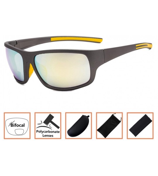 Rectangular Bifocal Sunglasses UV 400 Protection Reading Sunglasses - Gold-mirror - CS18N6AXAT5 $17.38