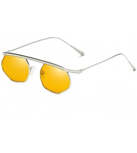 Oval Unisex Sunglasses Retro Grey Drive Holiday Oval Non-Polarized UV400 - Yellow - CG18R099A5S $17.86