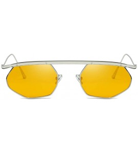 Oval Unisex Sunglasses Retro Grey Drive Holiday Oval Non-Polarized UV400 - Yellow - CG18R099A5S $17.86