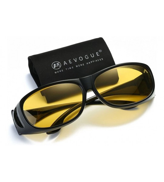 Round Polarized Sunglasses Mens Over-The-Glass Prescription Safety Glasses AE0509 - Black&yellow - CY12O41G9IW $22.63