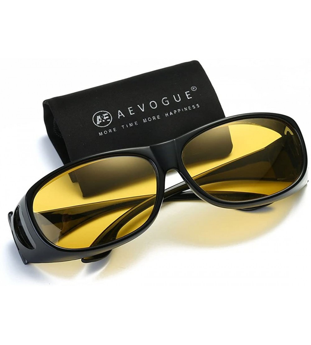 Round Polarized Sunglasses Mens Over-The-Glass Prescription Safety Glasses AE0509 - Black&yellow - CY12O41G9IW $22.63